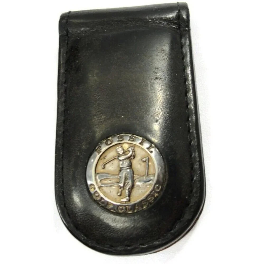 Vintage Leather Fossil Golf Classic Money Clip Men Wallet